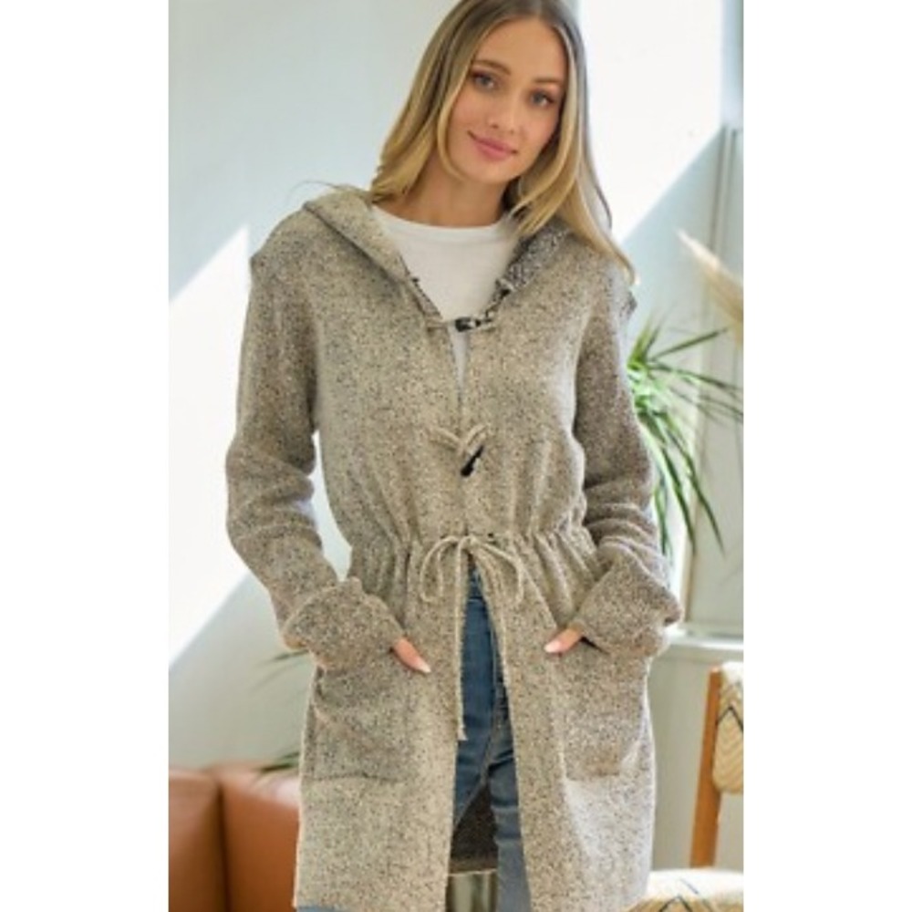 Northern Angel Hooded Waist Tie Cardigan Womens Medium Beige